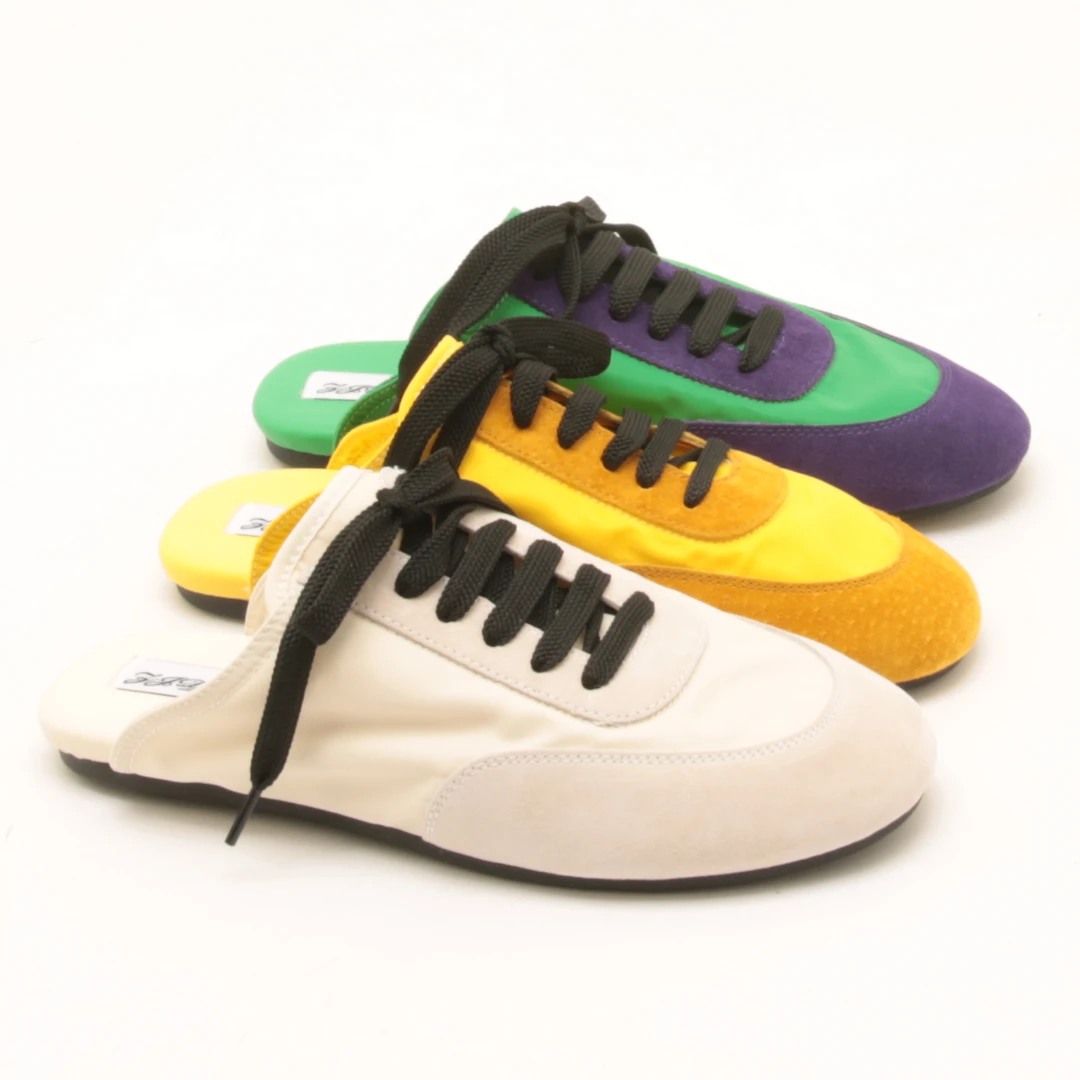 6550夏季新款拼色平底懒人德训半拖女真皮透气休闲百搭包头凉拖