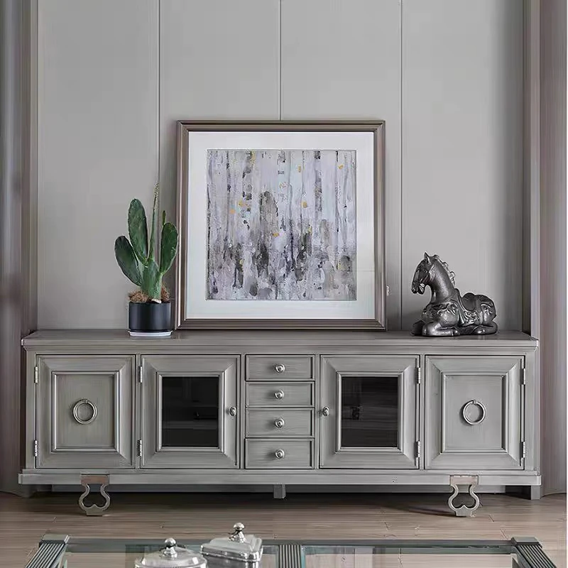 art莫里印象美式电视柜实木金属脚法式电视柜现代轻奢储物柜
