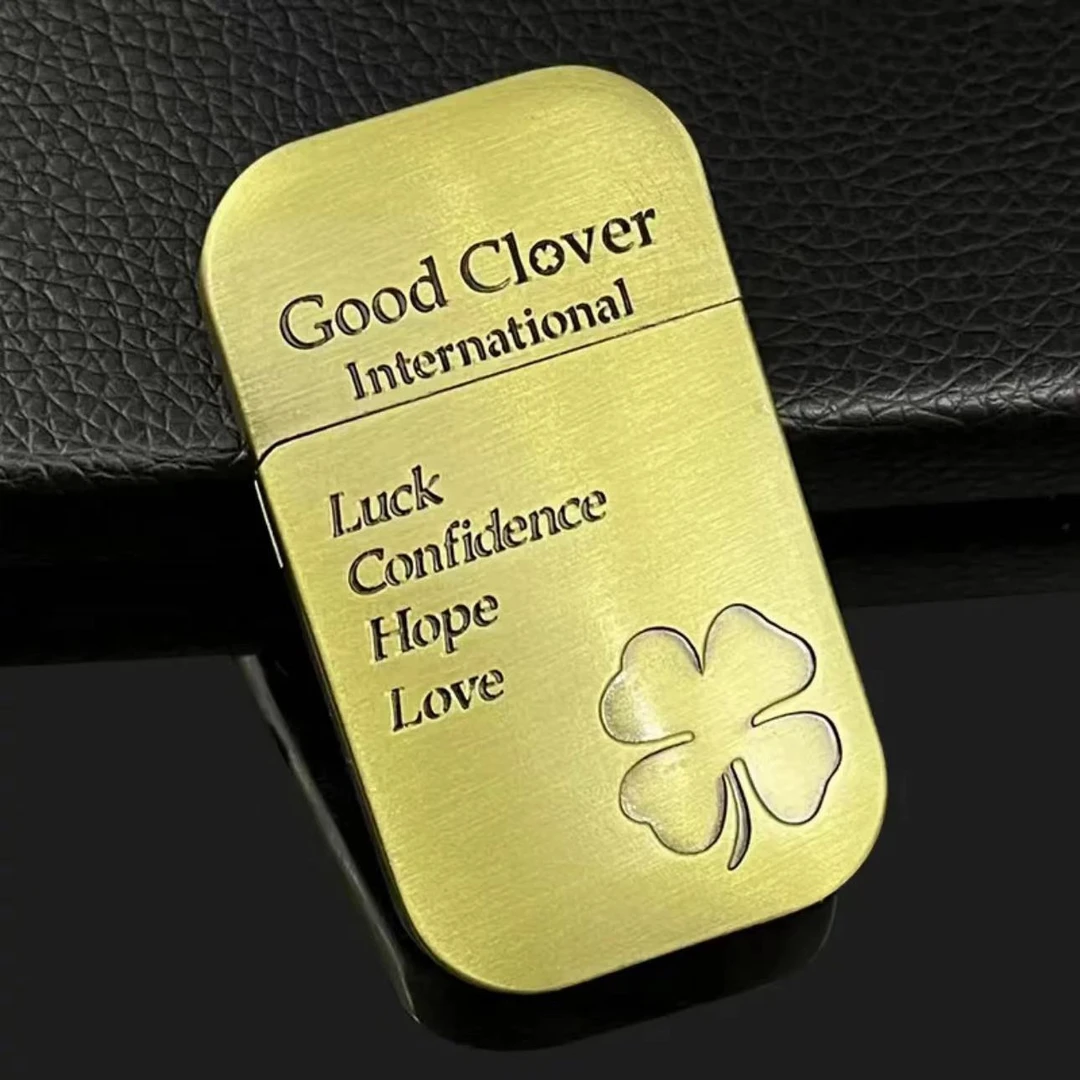 浮雕青铜色四叶草煤油打火机（需自行加油）