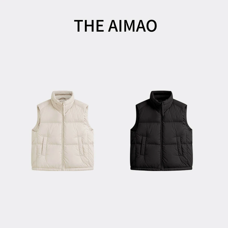 【THE AIMAO】“轻暖自在”蓬松零压感90%白鸭绒立领羽绒马甲XYX81593