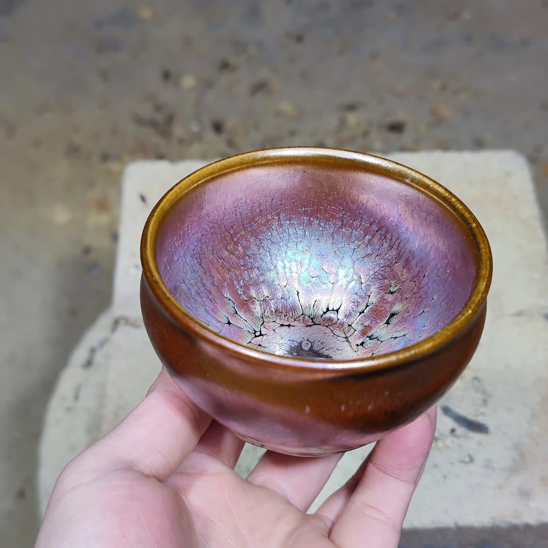 建窑--建盏 彩金油滴 茶盏主人杯礼盒装带溯源证书 电烧