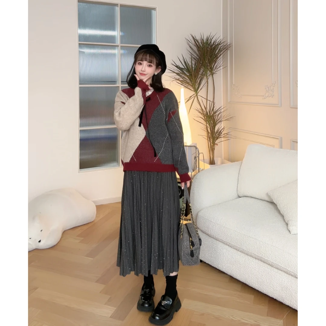 maodan/猫单【摩格学院】孕妇装2025新秋冬半裙时尚外穿百褶裙.