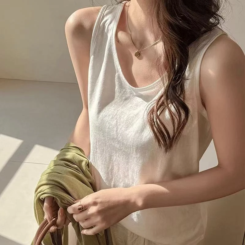 吊带背心女夏外穿宽松遮肉打底内搭无袖t恤薄款上衣通勤百搭纯色