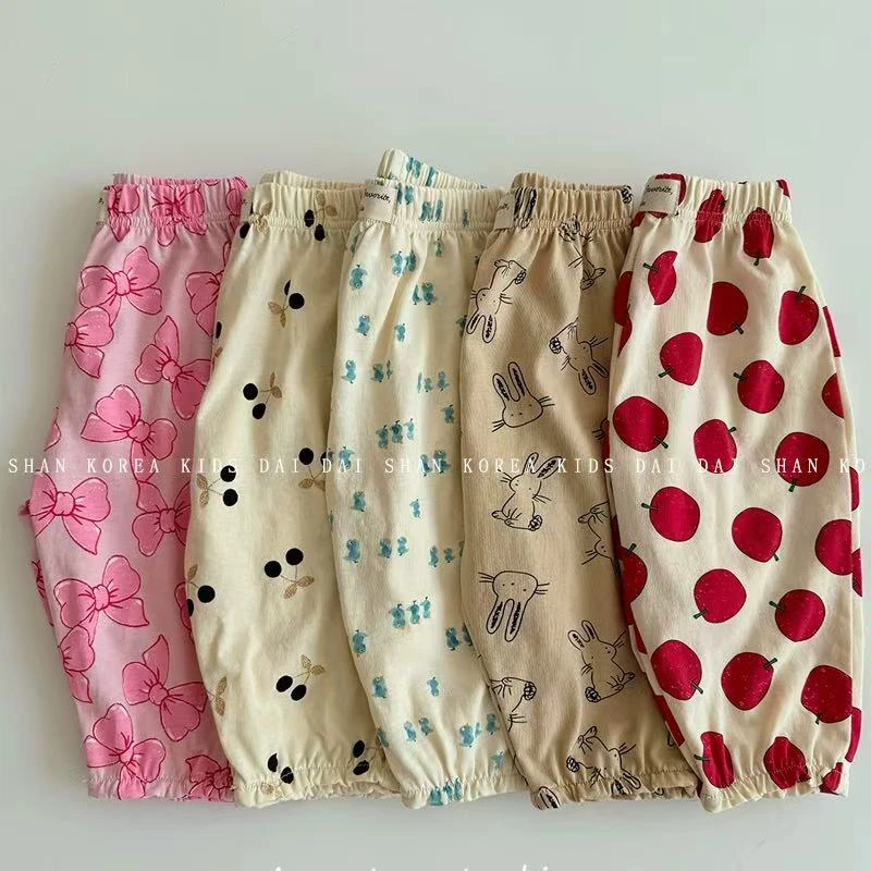 No no2025夏季新款女小童可爱印花薄款百搭防蚊休闲裤