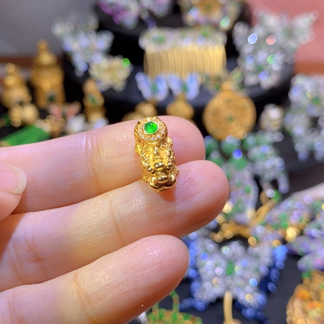 吊坠(不含链)银S925镶嵌翡翠