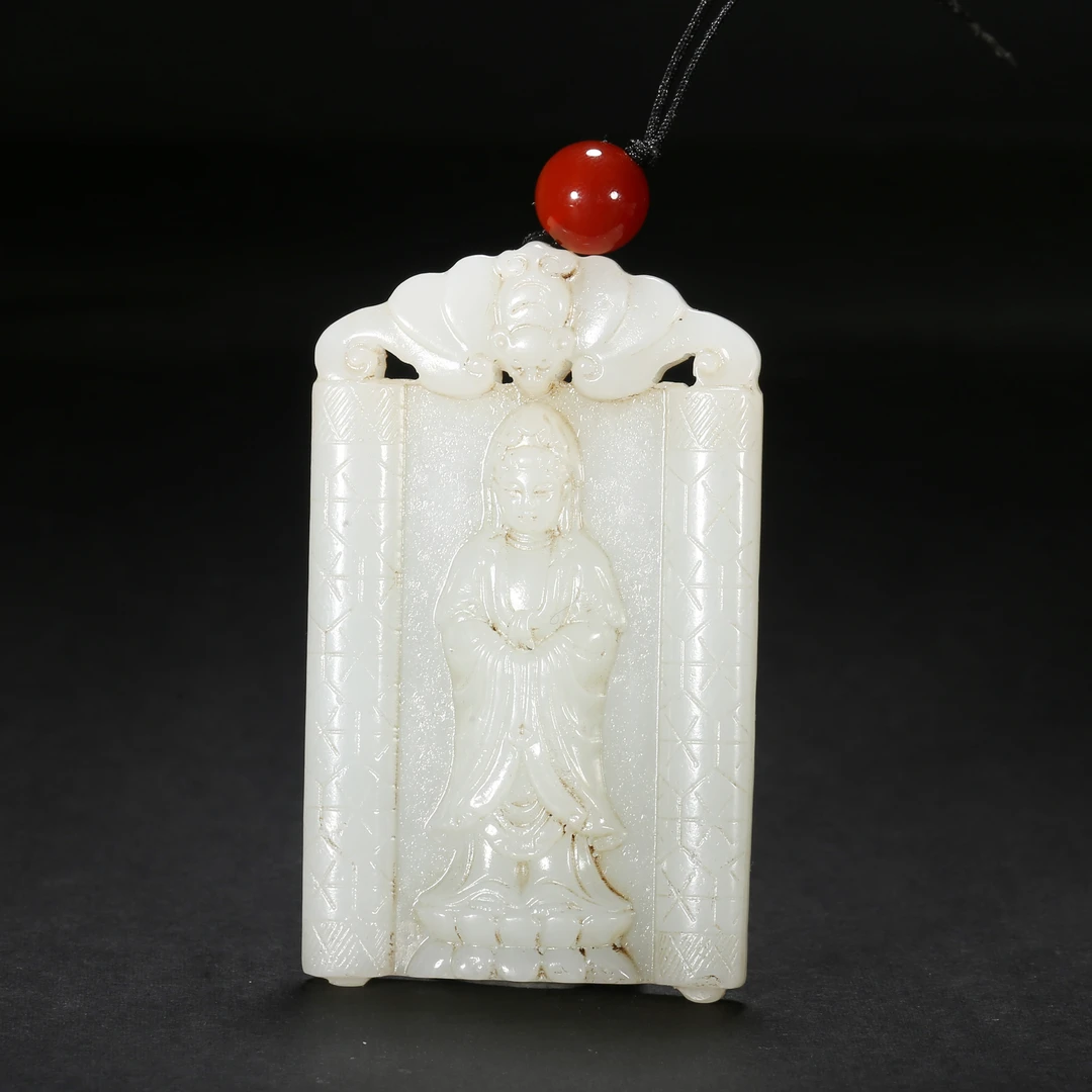 清代*观音玉牌/11LB3646/和田玉【北京文博】