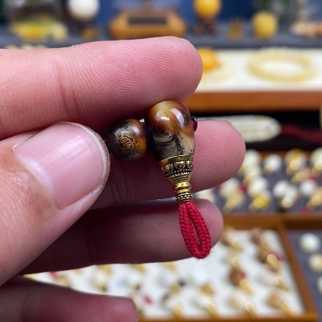 蜜蜡未镶嵌裸石配饰三通尺寸8.9