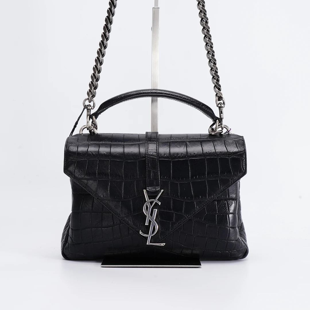 95新 YSL/圣罗兰 【夏vv专属】college邮差包中号鳄鱼纹/BG22011477