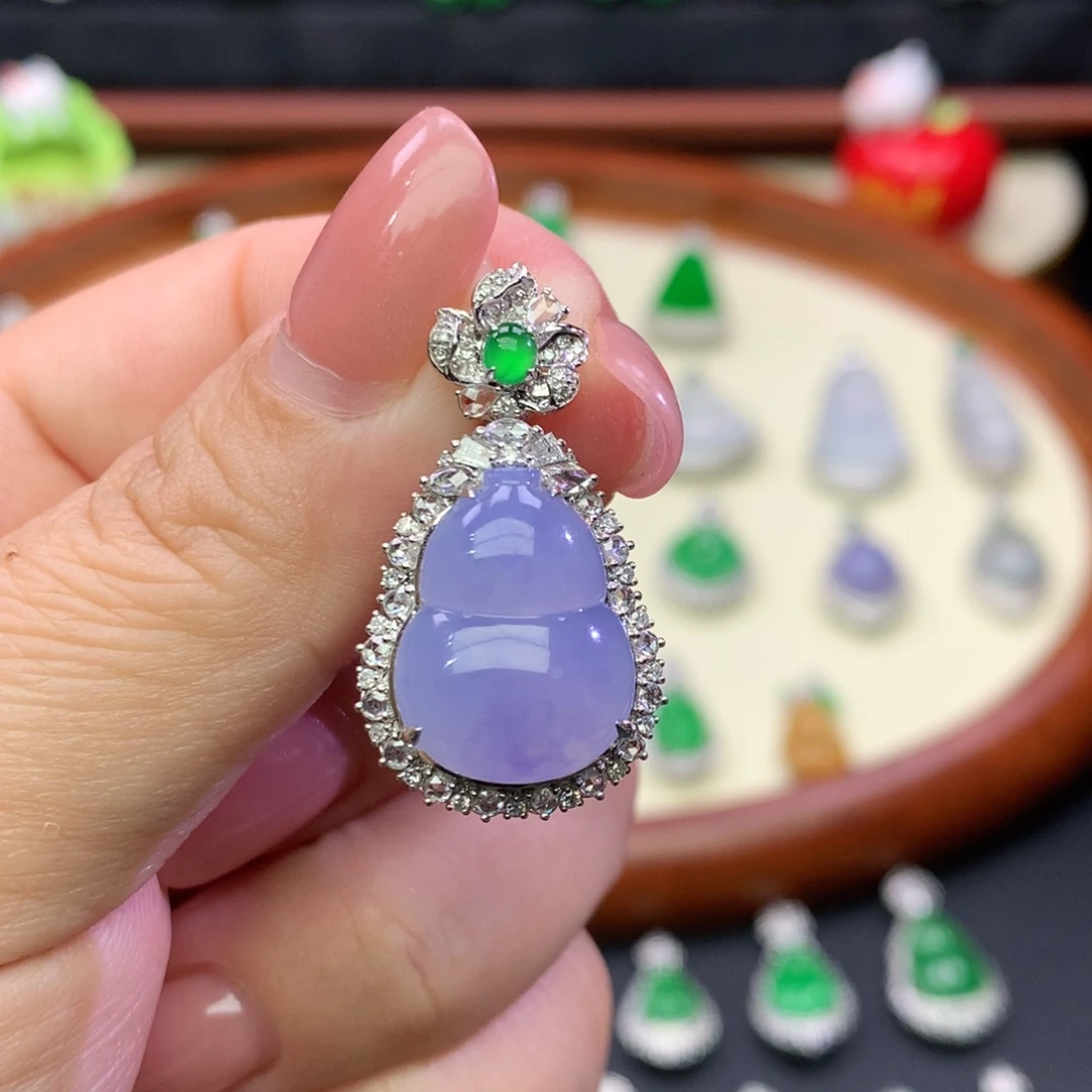 翡翠18K金镶嵌吊坠(不含链)