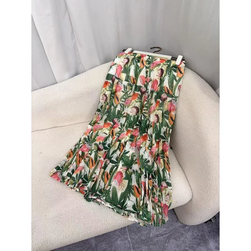 GK337绿色高腰显瘦半身裙