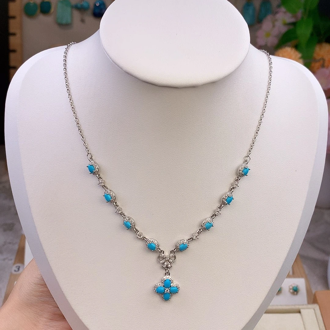 绿松石银S925镶嵌颈饰