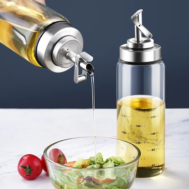 自动开合玻璃油壶油罐装油家用油壶厨房调料瓶酱油瓶不锈钢油瓶