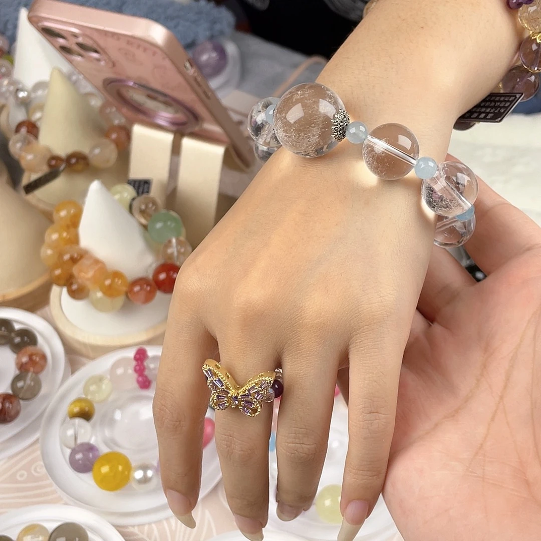 银S925镀金镶嵌手链水晶