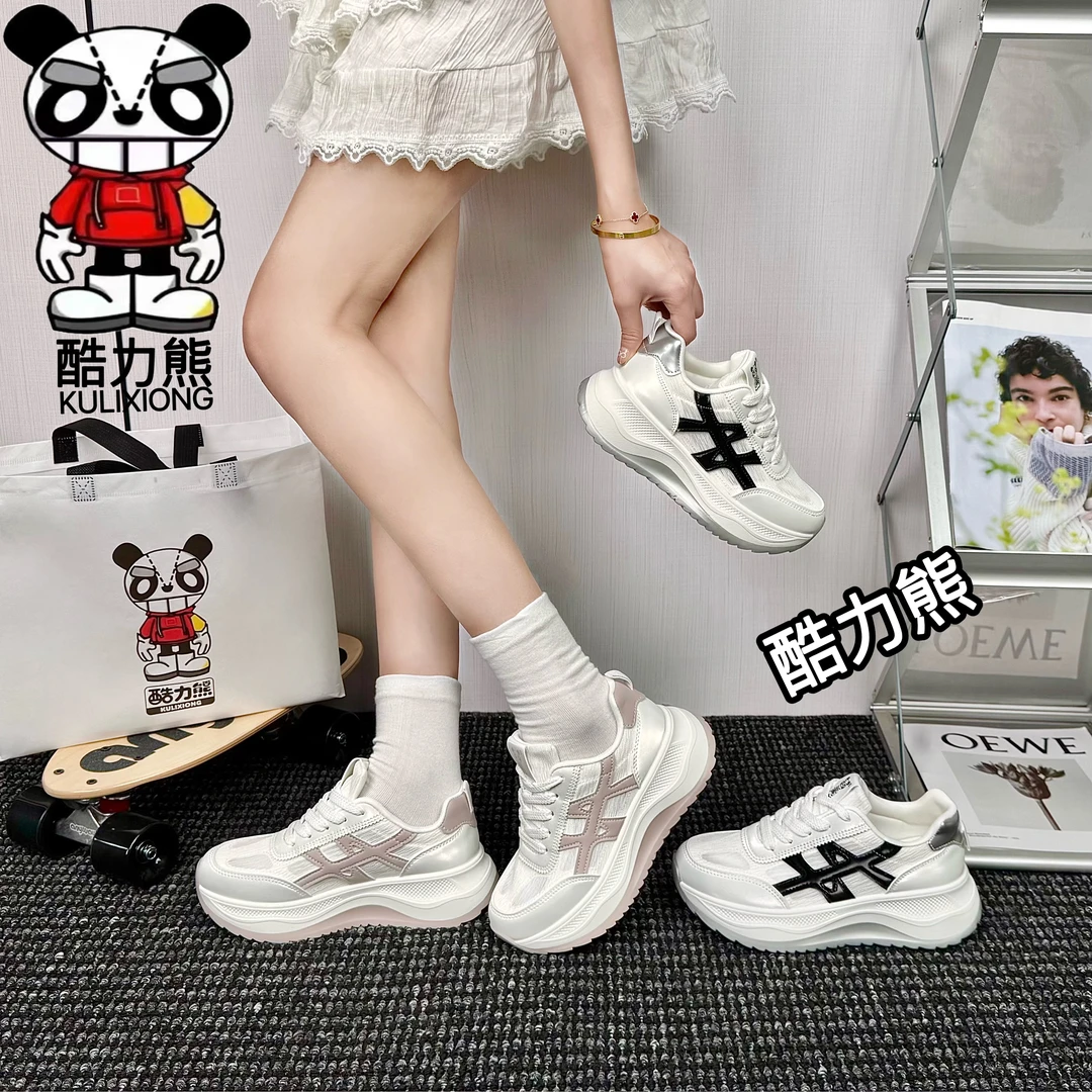 紫霞仙子 2025夏季网面新款休闲室女透气百搭休闲增高老爹鞋877