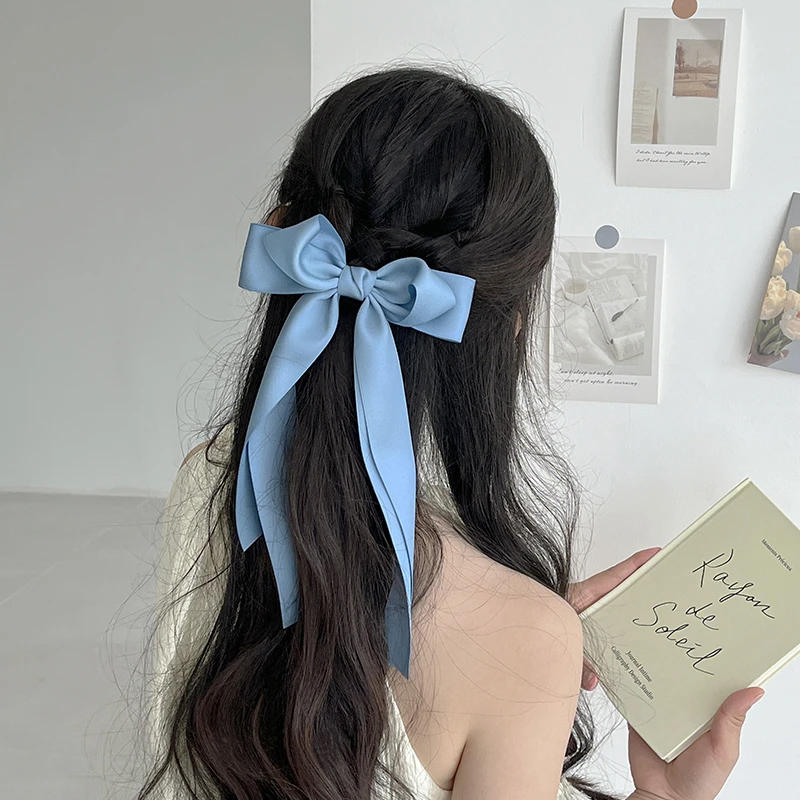 大蝴蝶结飘带发夹2025新款高级感后脑勺半扎发卡弹簧夹鸭嘴夹发饰