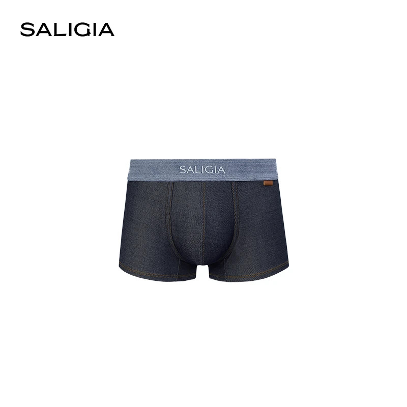 SALIGIA牛仔系列针织双面牛仔粘纤时尚简约性感高弹男士平角内裤