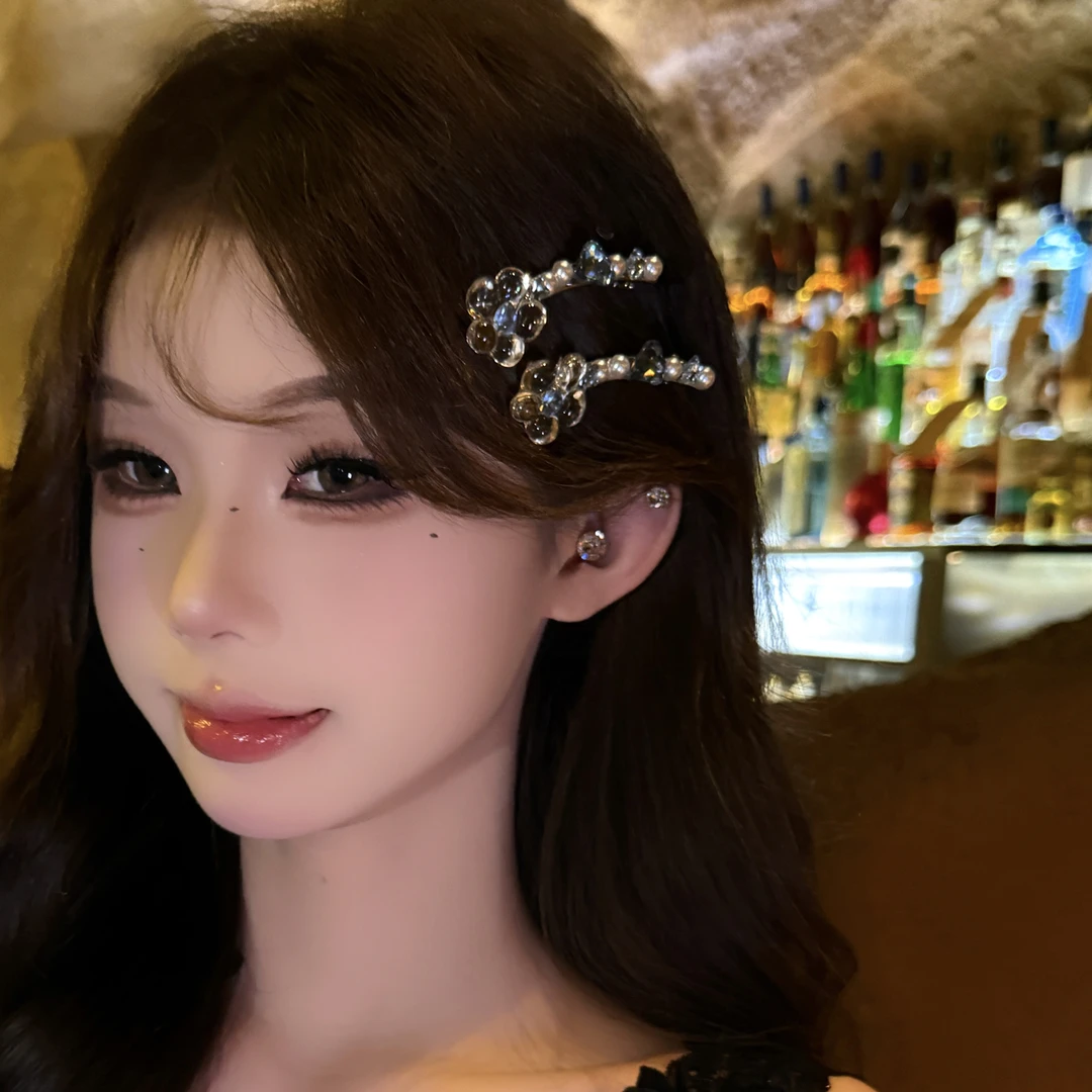 韩系清透精致闪钻发夹清冷氛围感百搭高级公主边夹