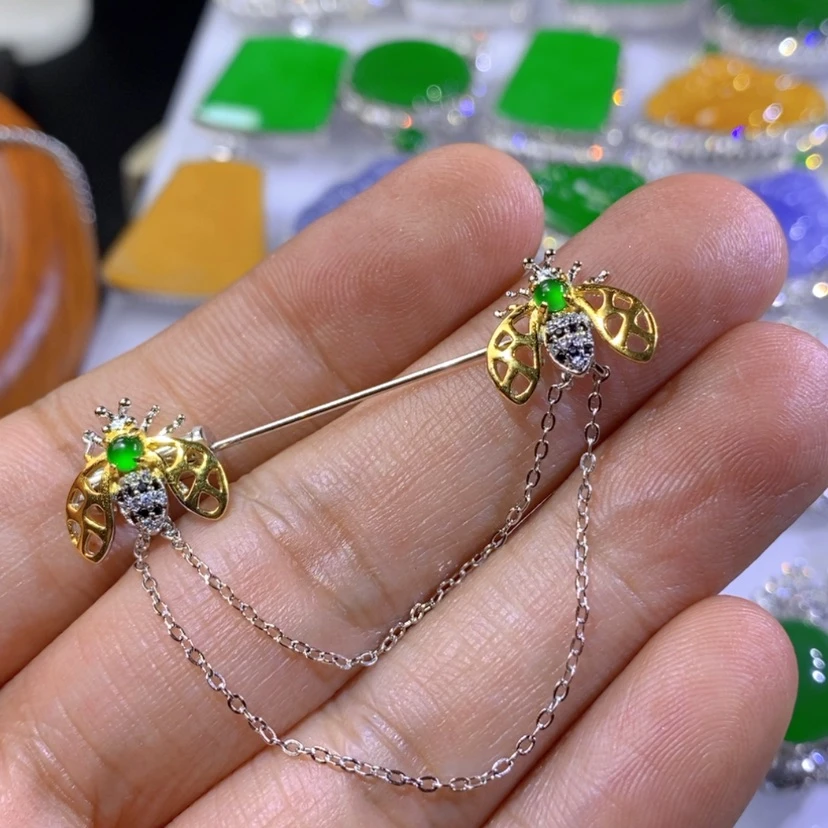 【闪购商品】翡翠挂件银S925镶嵌天然翡翠