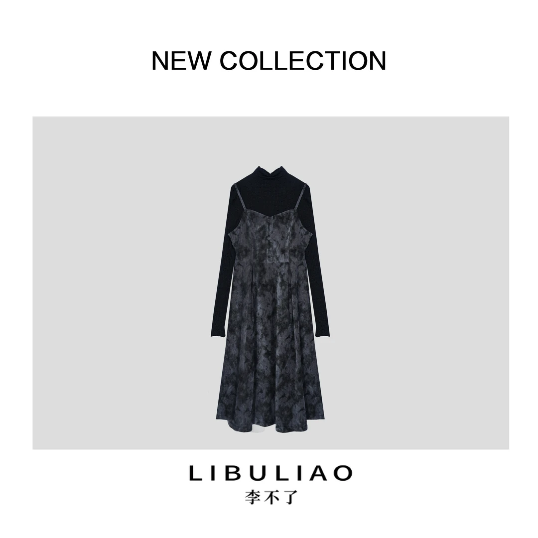 【李不了专属】 舒适时尚绒面吊带裙 L1F58007