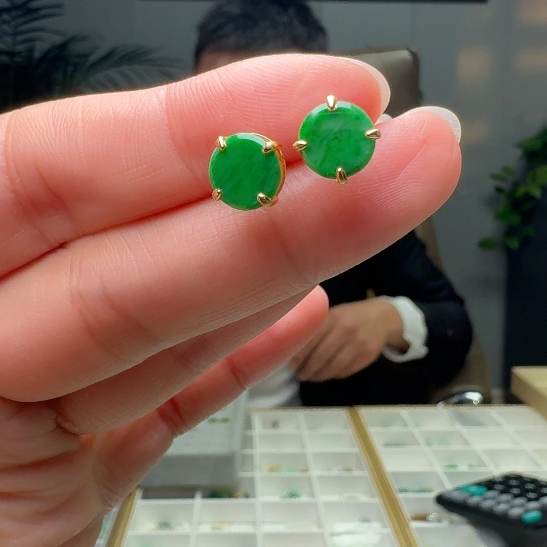 翡翠银S925镶嵌耳饰多样性发货其一