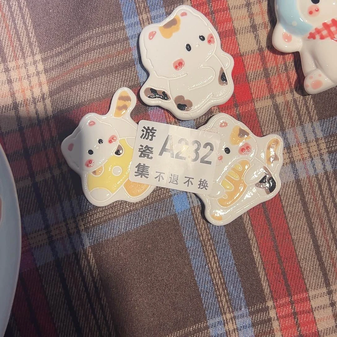 陶摆件三个小猫冰箱贴