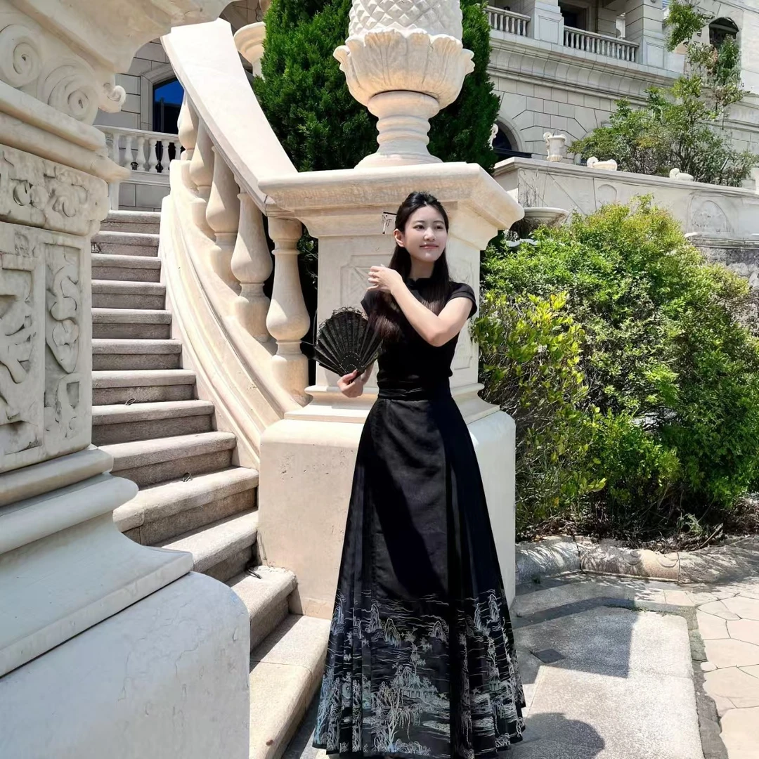 【江南】原创马面裙明制汉服女成人新中式国风妆花高品质短袖套装