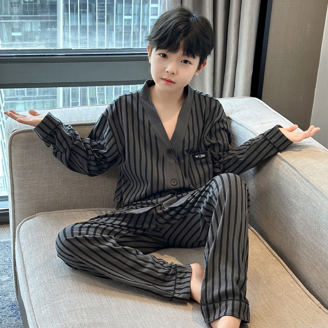 儿童装男童秋装纯棉睡衣2025新款春秋款中大童长袖秋季男孩家居服