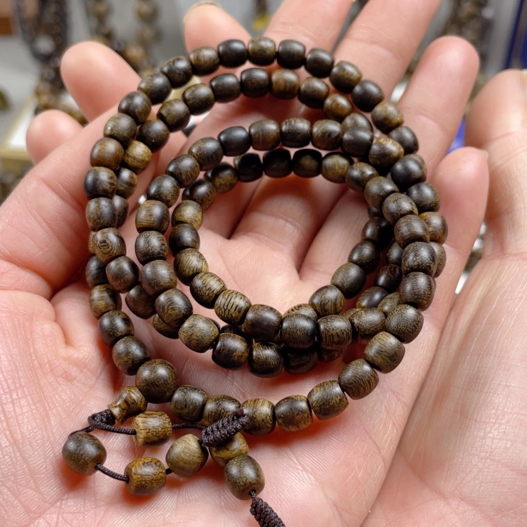 沉香手串越南芽庄老白棋玉化老料满瘤疤0.6×108