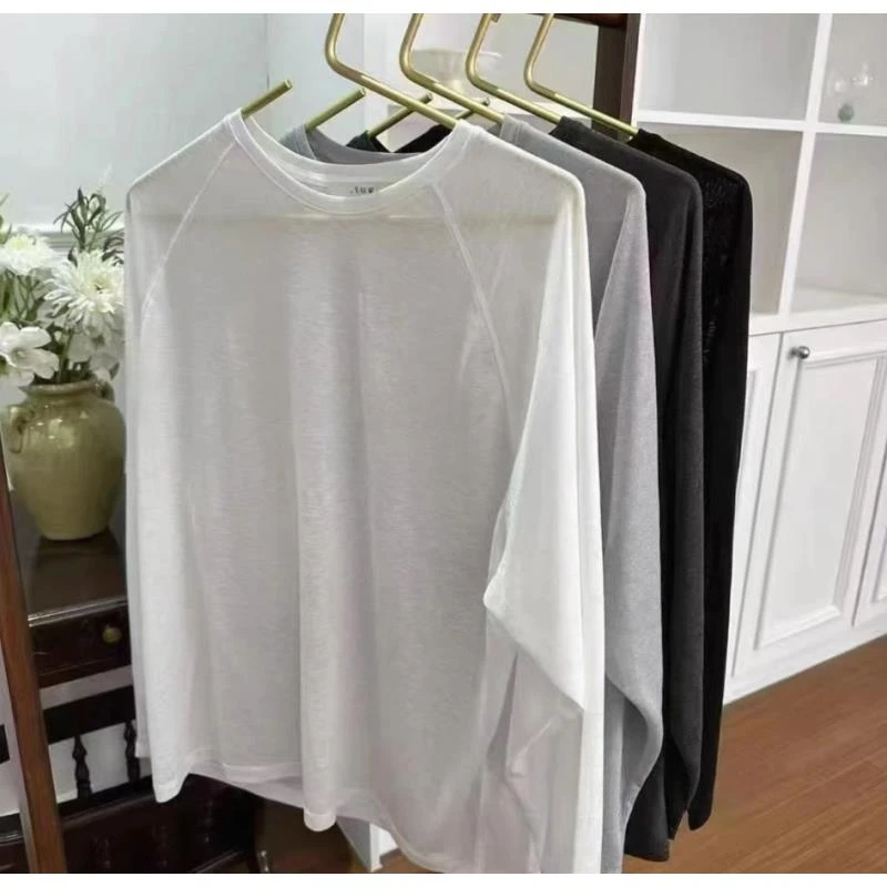 泡菜 tug 2025新款纯色轻薄纤维混纺垂凉快高级防晒T恤