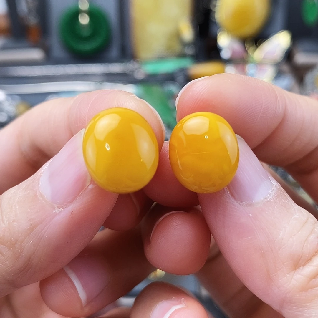 琥珀银S925镶嵌耳饰耳环