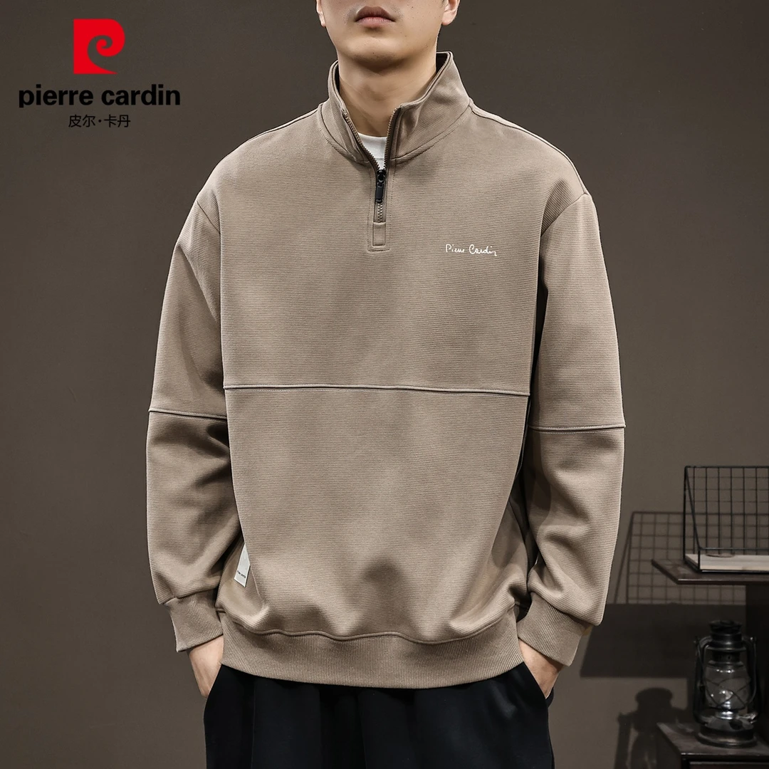 皮尔卡丹半高领卫衣男士2025秋季新款美式套头痞帅慵懒风上衣男装
