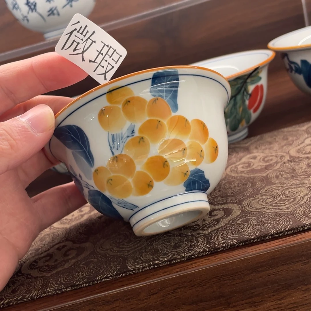 釉下手绘茶具微瑕