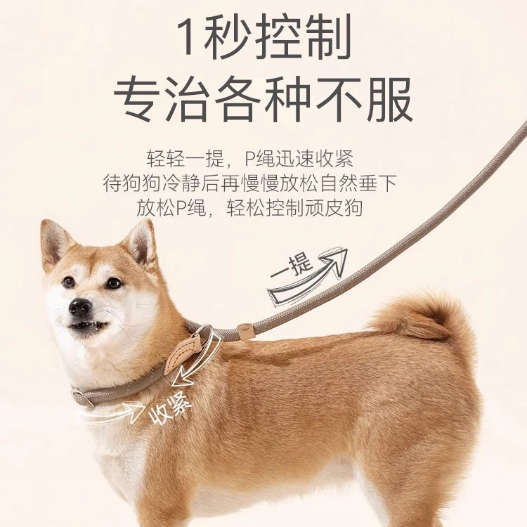 防暴冲P尼龙真皮缝制中大型犬狗链加长加粗牢固训狗绳牵引绳