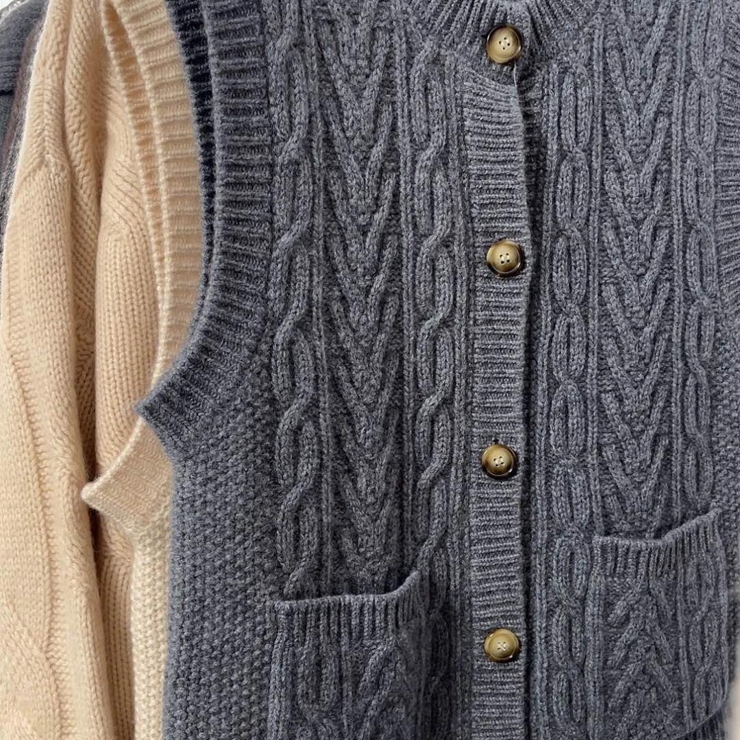 加厚 圆领 羊绒 开衫 马甲