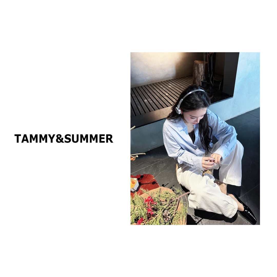 【Tammy&Summer】撞色拼接假两件时尚百搭纯色衬衣休闲长袖衬衫7923