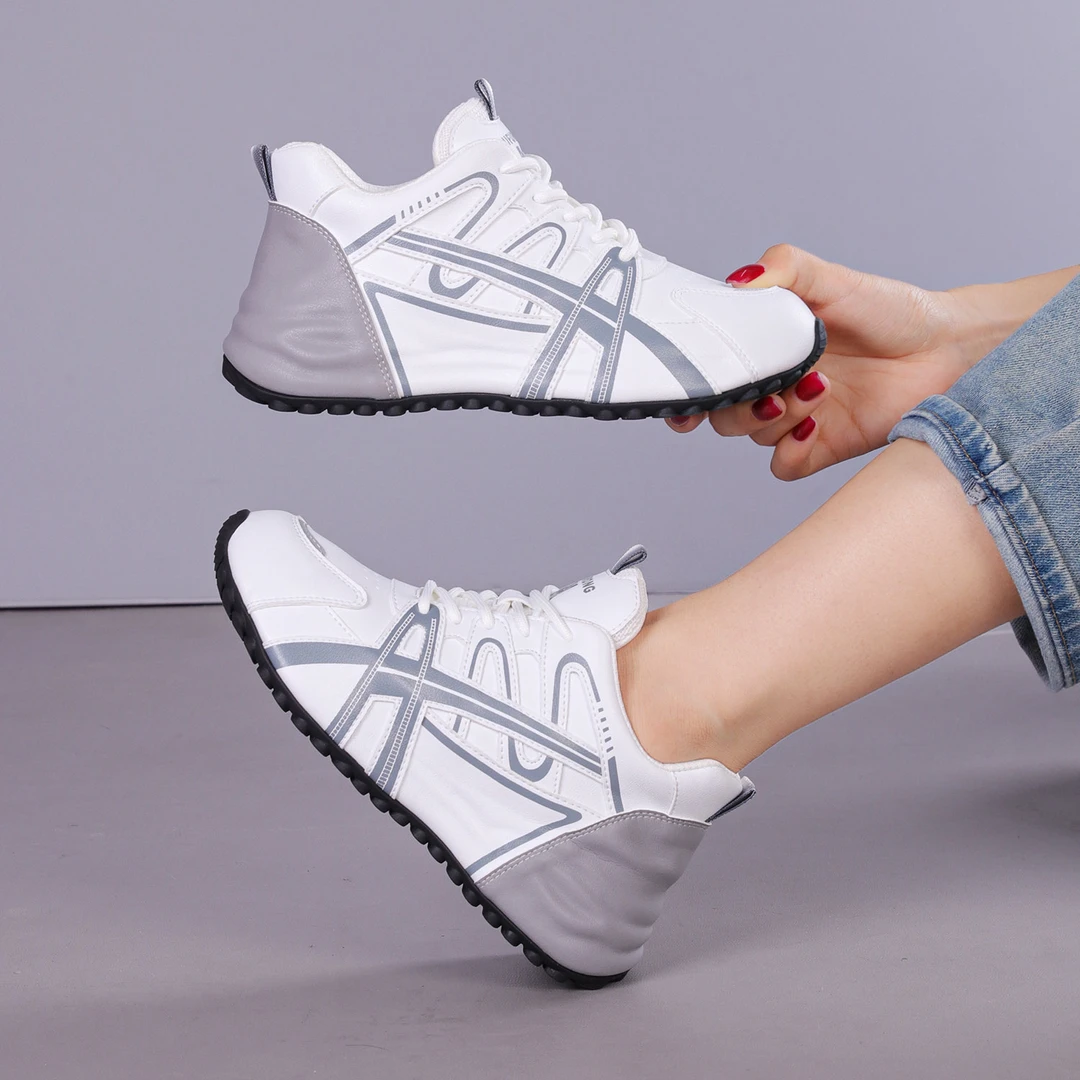 2025新款皮面时尚潮鞋男女同款休闲软底运动鞋减震鞋6887