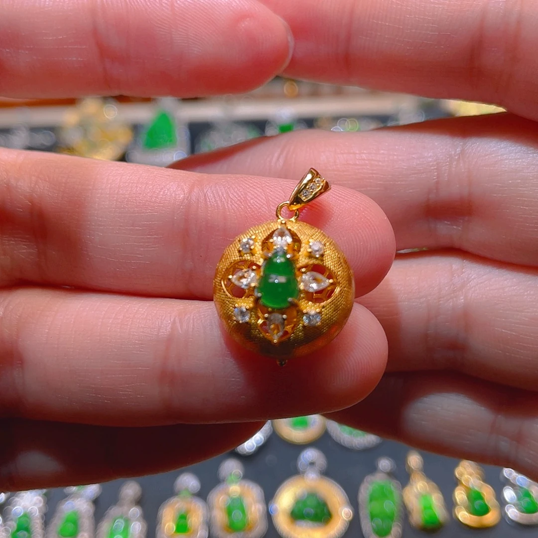 翡翠银S925镶嵌吊坠(不含链)