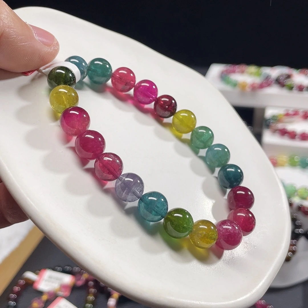 未镶嵌手链碧玺9加艳丽彩虹碧玺手链