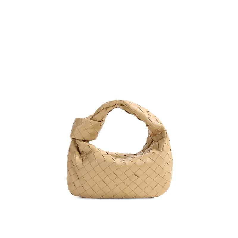 【亚楠】手工羊皮编织手腕包  8366小号奶茶色