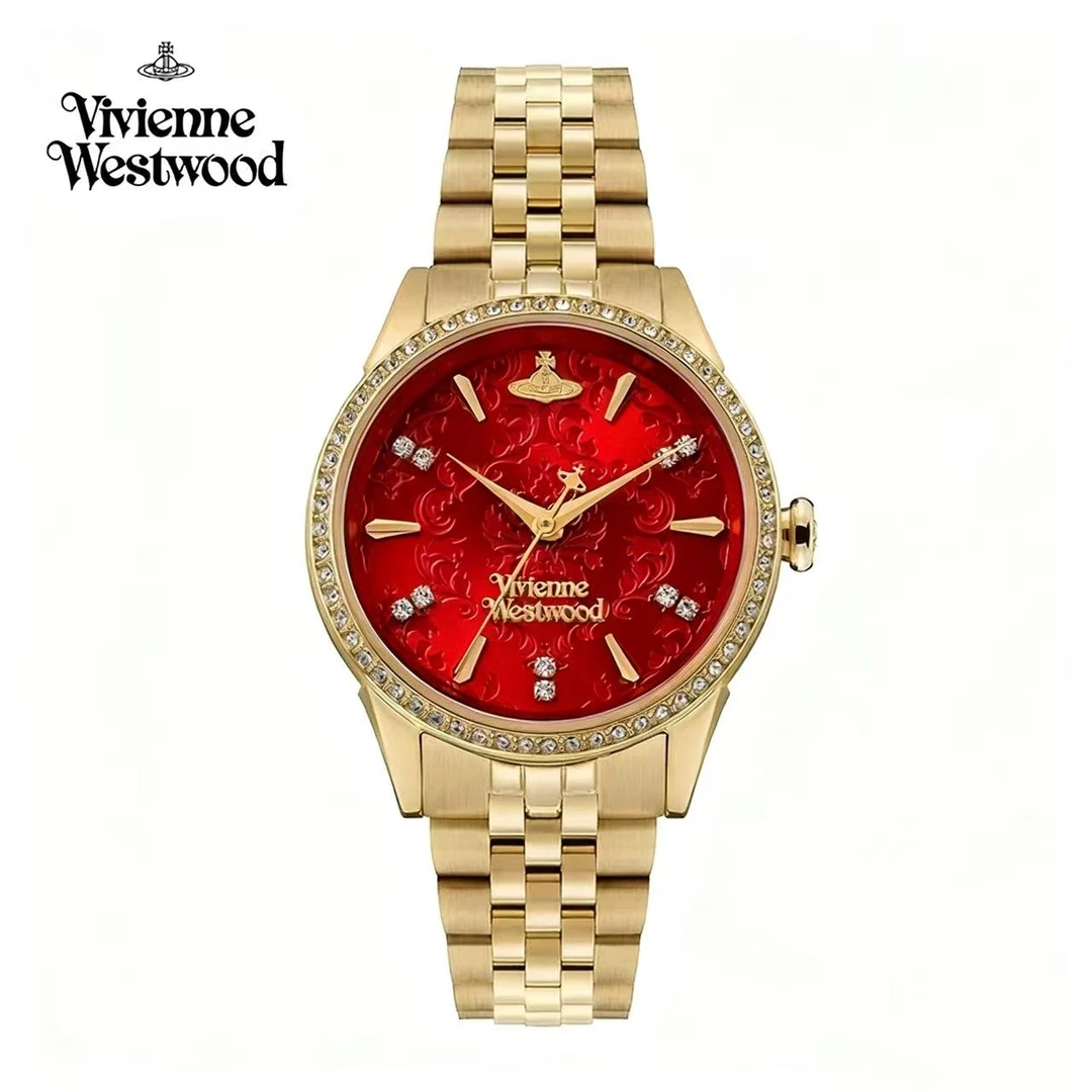 【繁花浮雕红38】全新未使用/太后系列/进口机芯/轻奢百搭防水女表