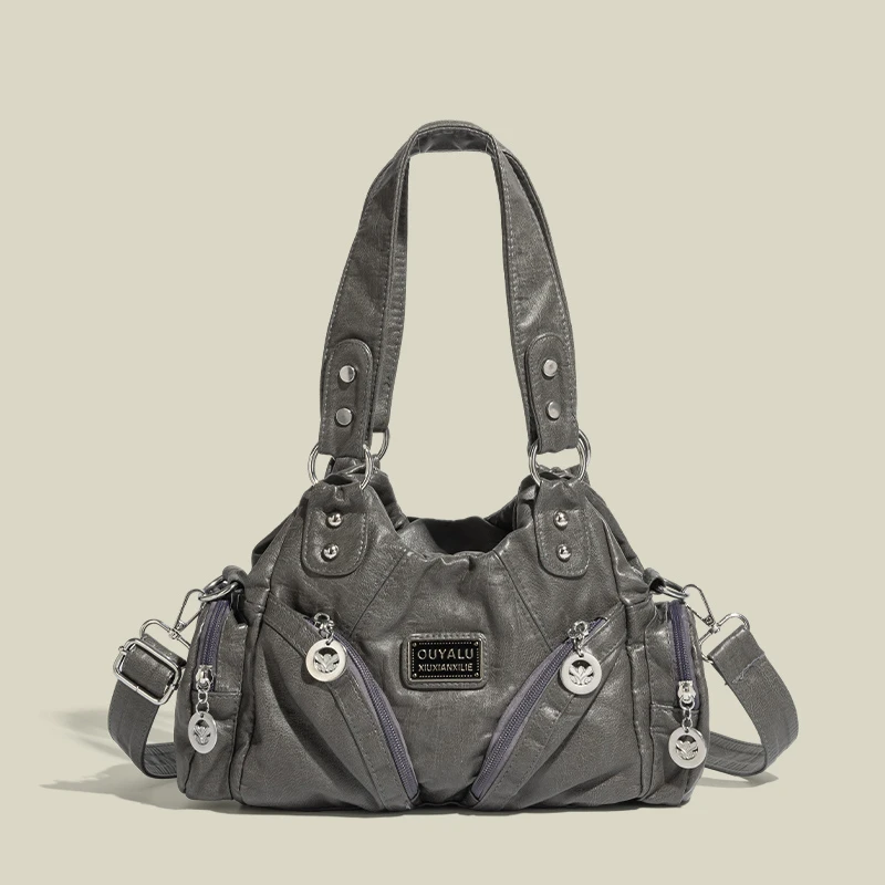 CAPKRI原创y2k辣妹黑色托特包复古通勤腋下包2025新款斜挎机车包