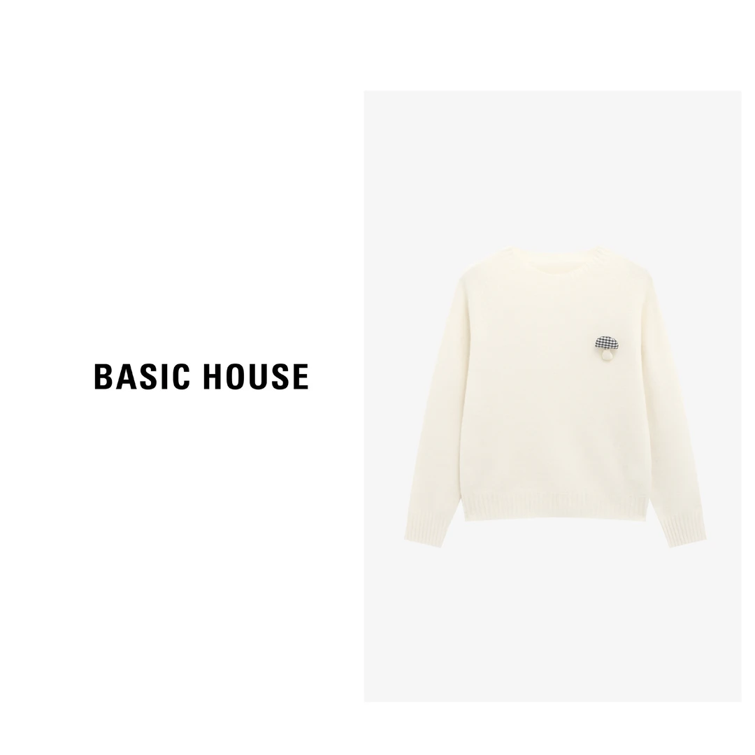 Basic House/百家好秋冬季新款螺纹松紧慵懒风羊毛衫-B0625B5KKK2