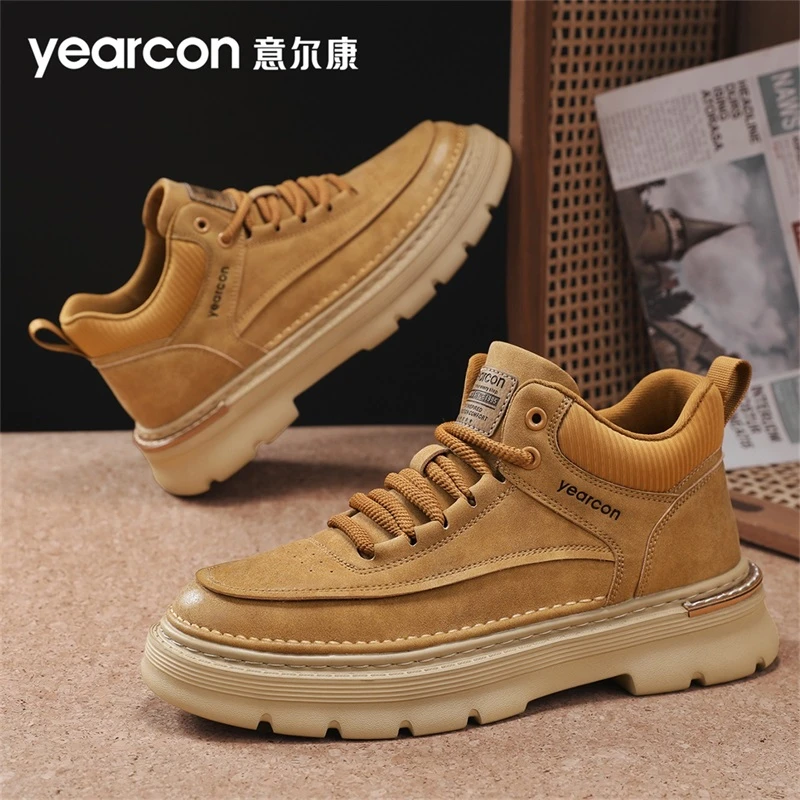 意尔康韩版男马丁靴2025秋冬新款户外轻便鞋子男百搭复古高帮男靴