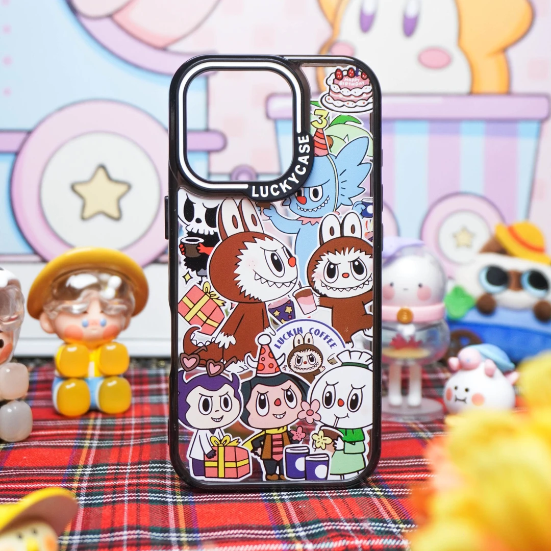 满屏拉布布元气壳苹果iPhone16PM手机壳15女14可爱13亚克力透明