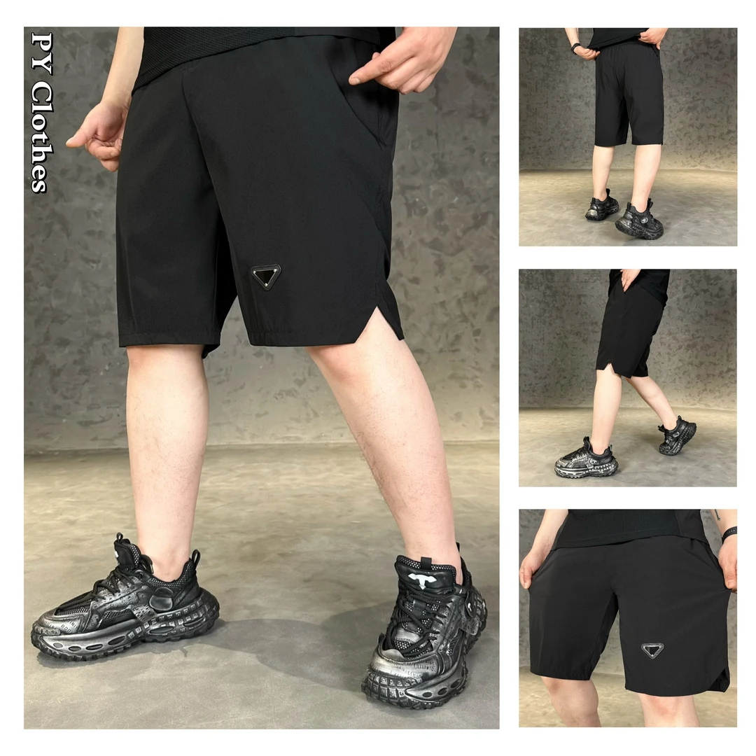 胖语大码男装  2025夏季新款简约百搭三角标休闲速干短裤78986#S