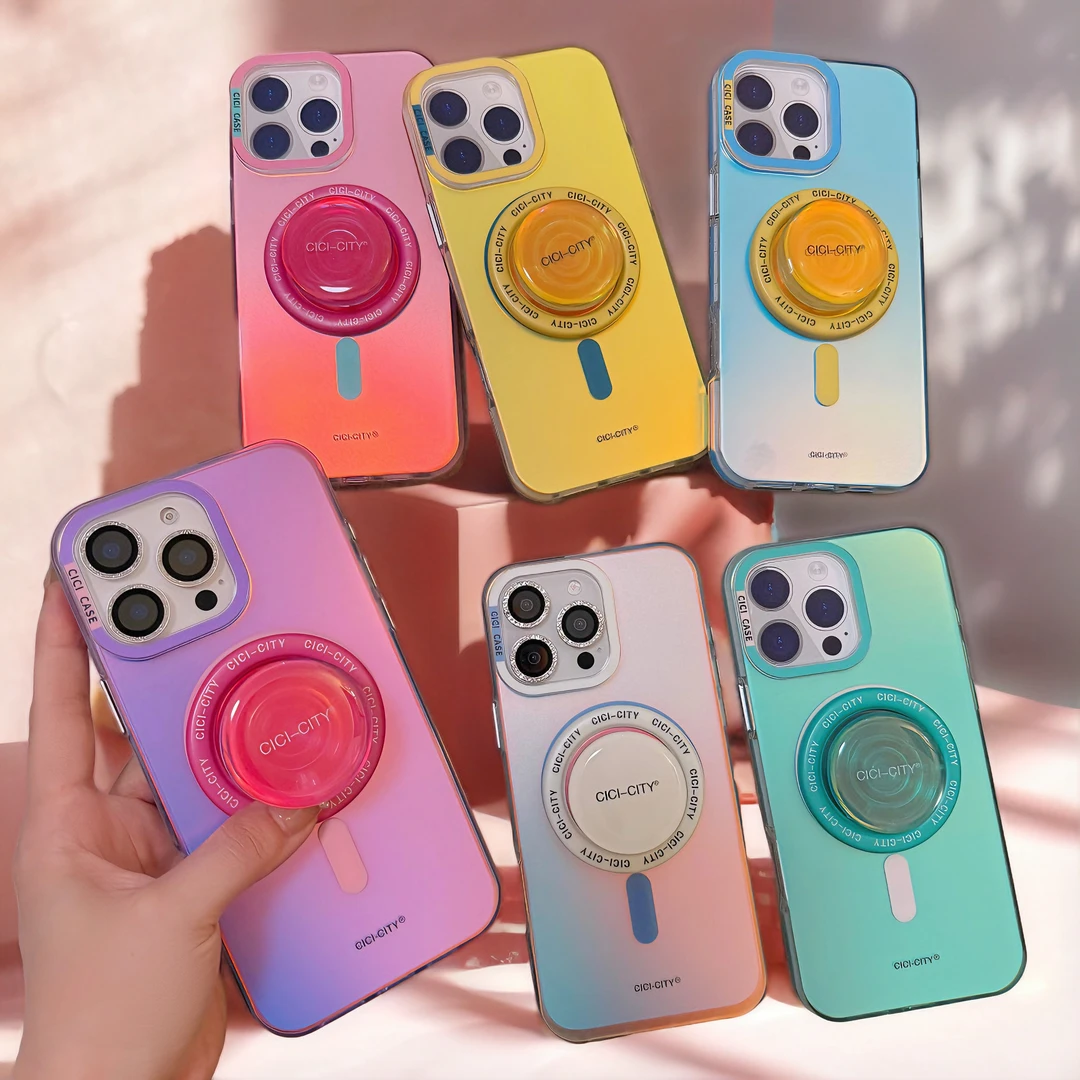 创意磁吸imd渐变撞色适用苹果14promax.15promax.16promax手机壳