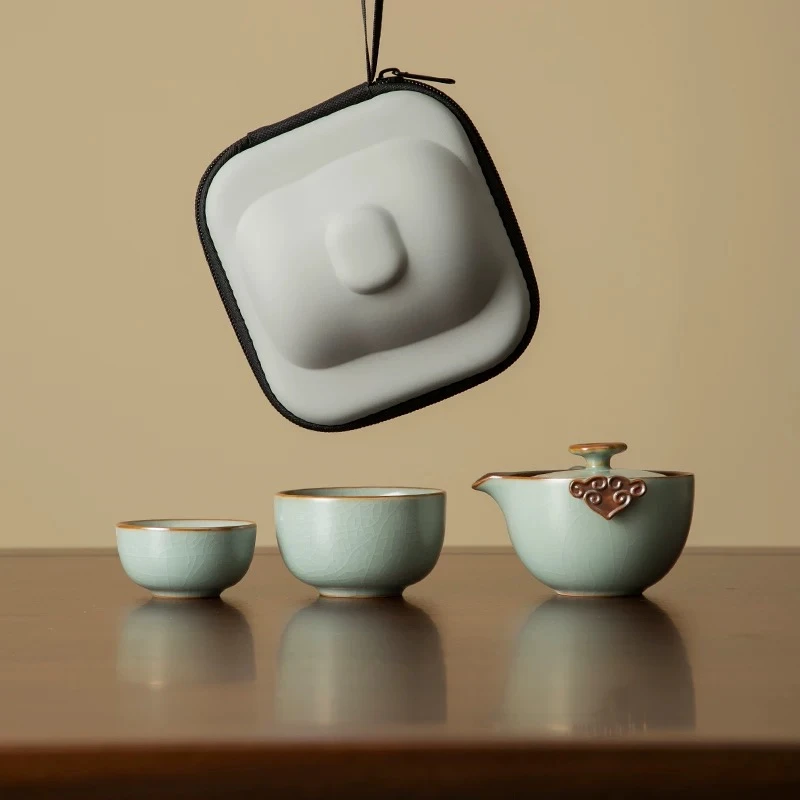 YS437天青-祥云汝窑一壶两杯D