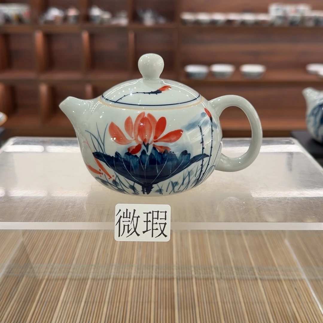 釉下手绘茶具微瑕