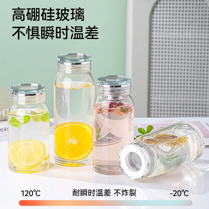 爆款网红高硼硅大肚杯 潮男潮女便携时尚透明大容量带盖耐热