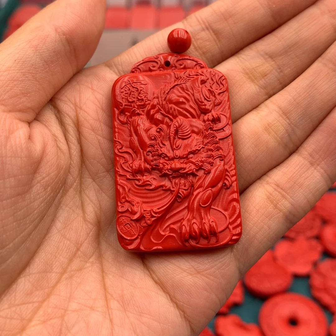 天然辰砂貔貅项链朱砂